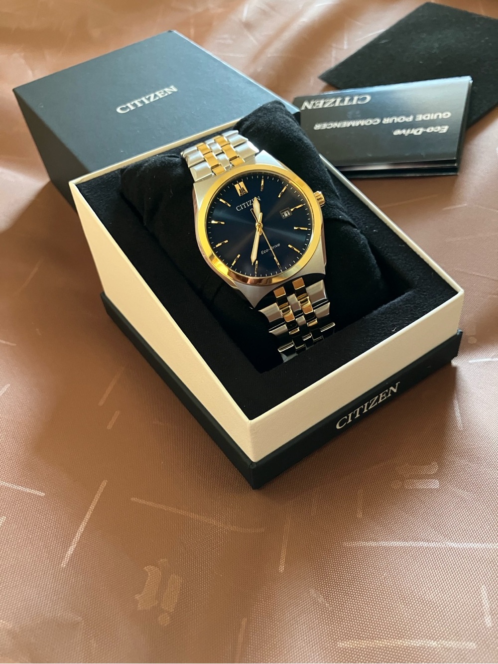 Citizen Two-Tone Gold and Silver Watch with Blue Dial